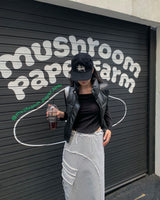 Leather crop string padding vest