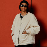 リバーシブルフリースジャンパー/REVERSIBLE FLEECE JUMPER-BLACK