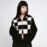 Wool Checkerboard Knit Zip-up  [2 Color]