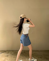 [Bellide made] Premium Slim Span Embroider Tee