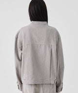 NO COLLAR CROPED JACKET (GRAY) / SET-UP