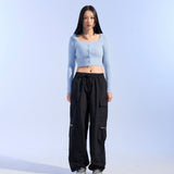 SQUARE NECK CROP CARDIGAN (SKY BLUE)