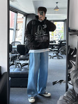 never headset printing loosefit hoody