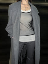 [UNISEX] Wool back button maxi long coat (Gray)