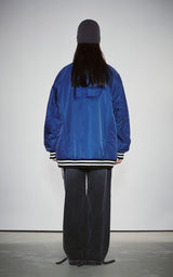  BOLD LOGO LONG VARSITY JACKET_BLUE
