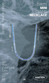 ブルーミニテニスネックレス/[S925] Blue Mini Tennis Necklace (black silver)