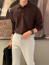 ローウォッシャブルボタンカラーニットウェア / Low Washable Button Collar Knitwear (9 colors)