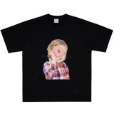 ベイビーフェイスチェックスカートドーナツ半袖Tシャツ ブラック