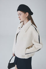 ビーガンレザーラインファージャケット / Vegan Leather Line Fur Jacket