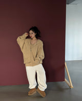 soft wool string jogger wide pants