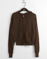 Tilts Y2K Knitwear Semi-Crop Hoodie Zip-Up Cardigan