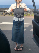 Popo back slit skirt 