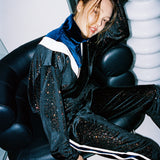 0 3 twinkle velvet track pants - BLACK (6683342209142)