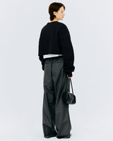 オーバーステンシルタイポクロップスウェットシャツ/OVER STENCIL TYPO CROP SWEATSHIRT-CHARCOAL