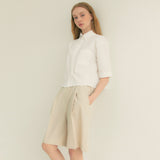 ツーボタンワンタックベルミューダパンツ / Two-Button One Tuck Bermuda Pants (Ivory)
