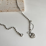 ラブハートロックボールドチェーンハンドメイドネックレス / jalo Love Heart Lock Bold Chain Handmade Necklace