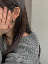[92.5silver] matt circle one-touch earrings (2sizes)