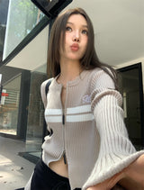 double zip knit cardigan