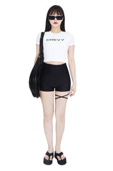 ロゴクロップスパンショートスリーブTシャツ/crevy logo crop spandex short sleeve tee (white)