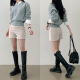Eunkyu High Waist Pintuck Spandex Shorts (2 colors)