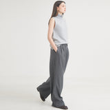 ツータックボタンワイドウールパンツ / Two-Tuck Button Wide Wool Pants (Charcoal)