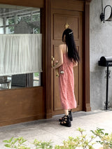 グリックフラワースクエアロングナシワンピース/Greek Flower Square Long Sleeveless Dress