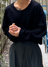 ワッフルUネックロングスリーブ