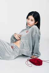  ROSE VELOUR  TRACK JACKET