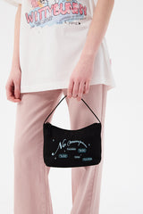 チェリーサテンホットフィックスミニハンドバッグ / CHERRY SATIN HOTFIX MINI HANDBAG [BLACK]