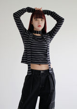 ストライプスカーフセットTシャツ/Stripe scarf set T-shirt (2color)