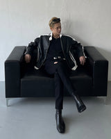 グロッシーバイカーレザージャケット / ENOC Glossy Biker Leather Jacket (2 colors)