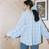 CHECK SHIRRING BLOUSE_L/BLUE (EEOO1BLR02W) (6541196492918)