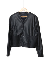 クロップレザーカーディガン / Crop leather cardigan