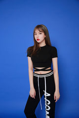 XストリングクロップドTシャツ / TOP(4653) X-string cropped tee