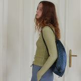 GLOSSY QUILTING STRING BAG_NAVY