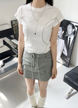 ステッチカーブラインスリットTシャツ / Stitch Curve Line Slit Tee