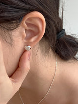 [92.5silver] マットハートワンタッチピアス
