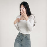 スクエアスリムフィットロングスリーブTシャツ