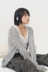 MIX KNIT CARDIGAN (GRAY)
