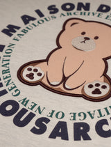 Women's Crop Little Bear Friends 3D Sweatshirt Oatmeal(FCD1TS202W)