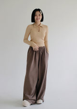 コルセットクロップカラーTシャツ/Corset Crop Collar T-shirt (3color)