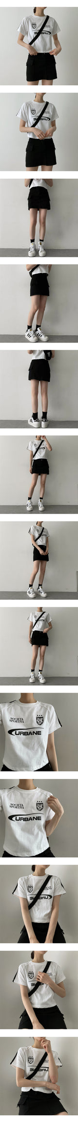 ヴェインラインクロップド半袖Tシャツ / Vaneline Cropped Short-Sleeved T-Shirt