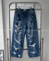 チェンデストロイデニムパンツ / Chen Destroyed Denim Pants (M ~ XL)