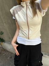 クーリングハイネックキャップスリーブベスト / Cooling High-Neck Cap Sleeve Vest
