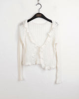 Lityu Trans-season frill strap see-through long-sleeved cardigan