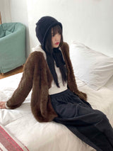 She's double button angora cardigan