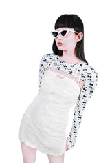 WHITE SHOULDER STRAP MINI DRESS (6624145473654)