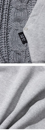 Mixed Fabric Knit KUYRI K Hoodie (Melange Gray)