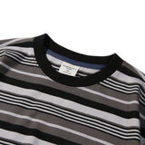 Border various Color Stripe long Sleeve T59 Black (6614929473654)