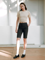 SLIM HALF SLACKS CHARCOAL